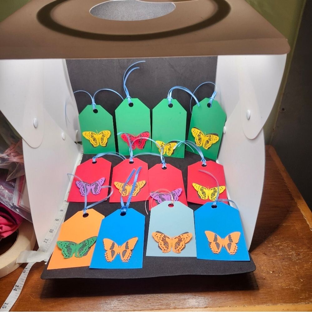 Hand Crafted Colorful Butterfly Gift Tags Thank You Cards Set Of 12 - Picture 9 of 13